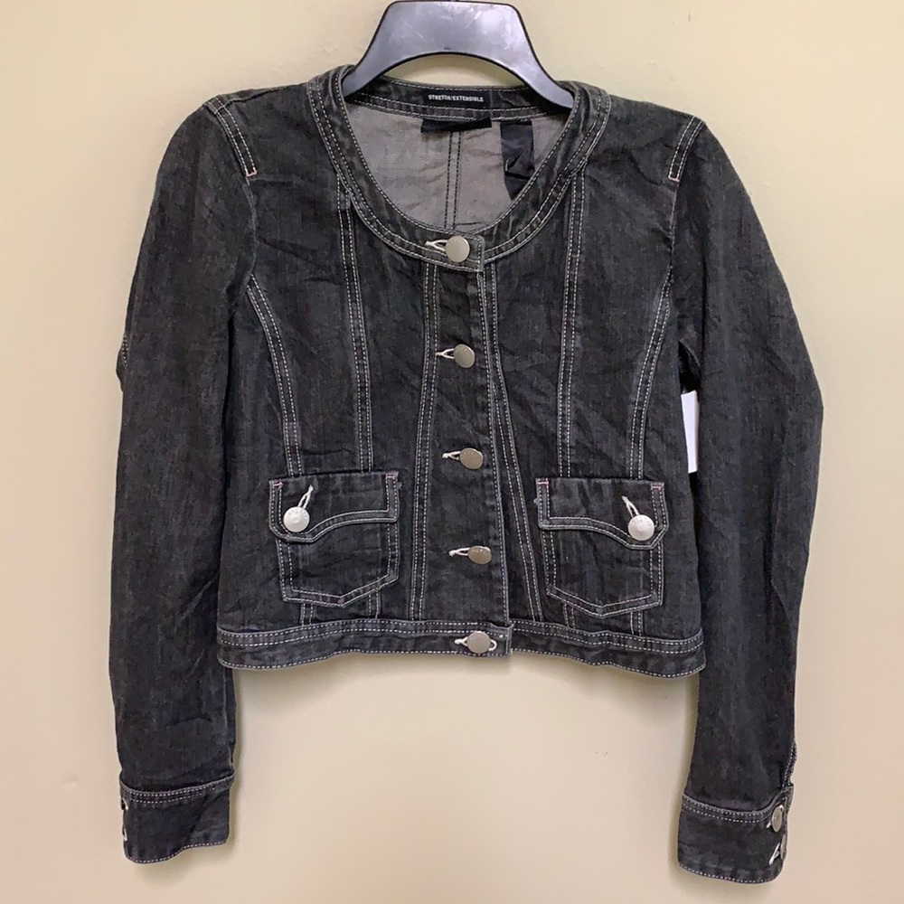NWOT Axcess by Liz Claiborne black denim jacket.